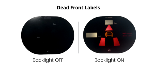 Dead front labels