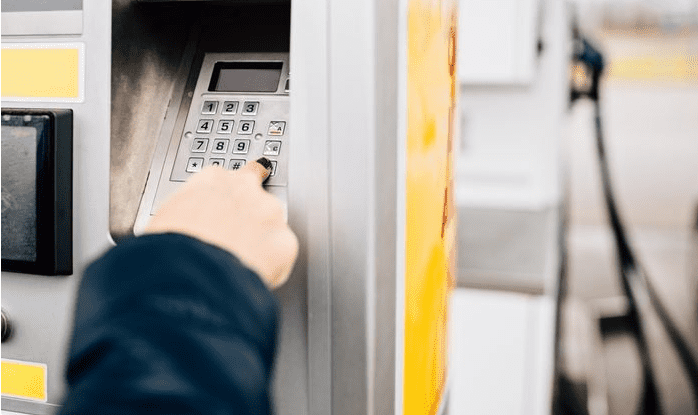 Petrol pump station dispenser with anti vandal metal keypad