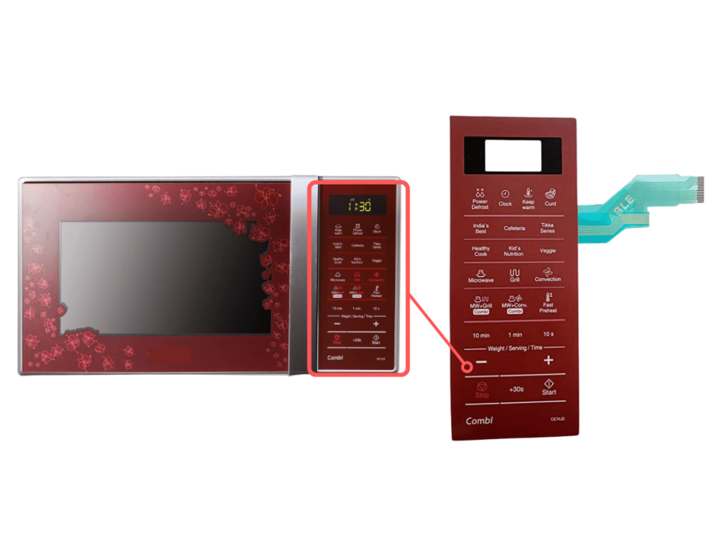 HMI in the form of Membrane Keypad for Microwave Oven