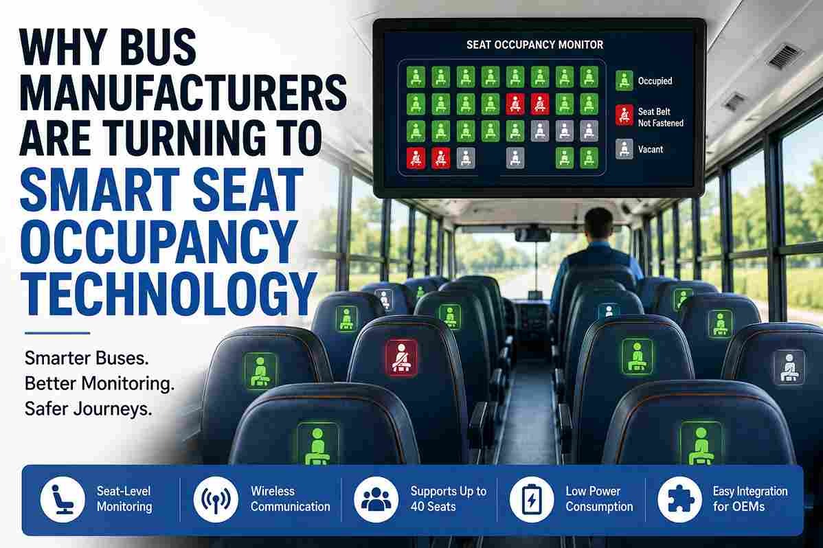 Why bus manufacturers are turning to smart seat occupancy technology: seat-level monitoring, wireless communication, up to 40 seats, low power and easy OEM integration